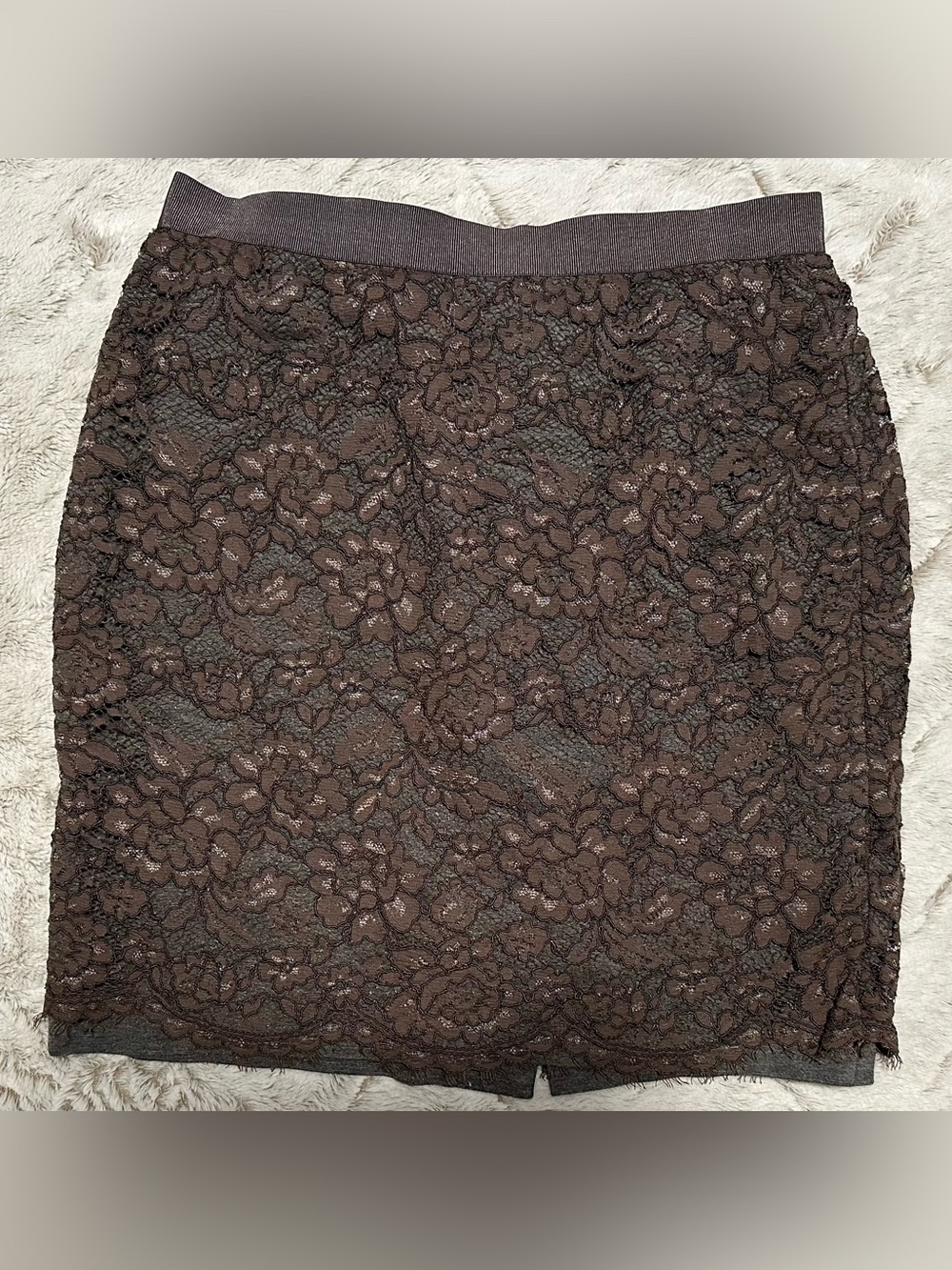 Ann Taylor Loft Women's Brown And Gray Lace Pencil Skirt Size 10 - Picture 3 of 10